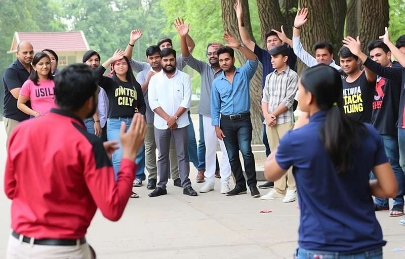 Fury Fighters inter-college tournament at Delhi University with students competing and cheering