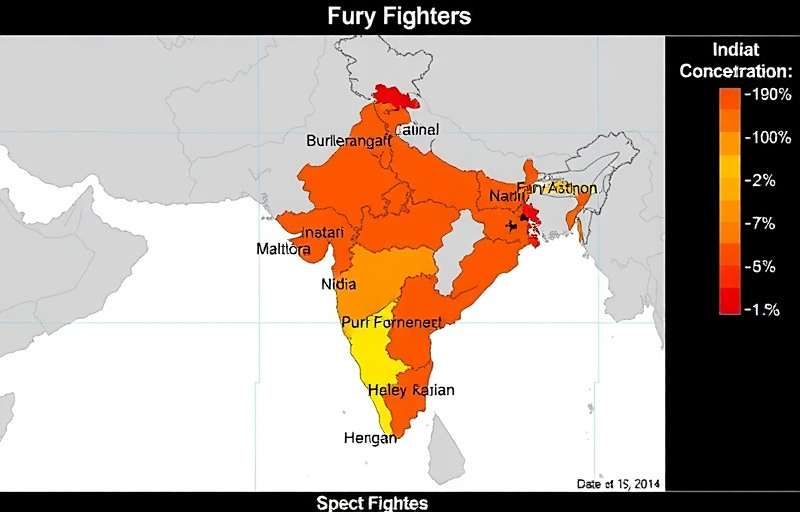 Map of India showing Fury Fighters download distribution with highest concentration in major cities