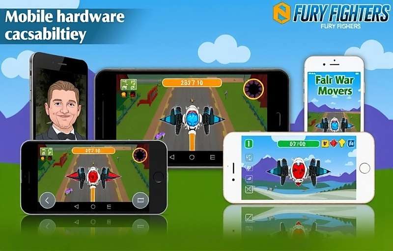 Fury Fighters running on various mobile devices showing optimization for different hardware capabilities
